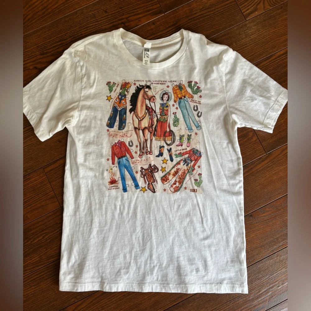 Western White Tee with cowgirl graphic Medium - Picture 2 of 4